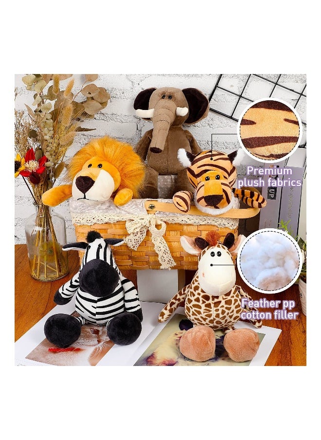 5 Pieces Safari Stuffed Animals Toy, 9.8 Inch Wild Animals Soft Realistic Jungle Animals Toys for Boys, Girls, Adults