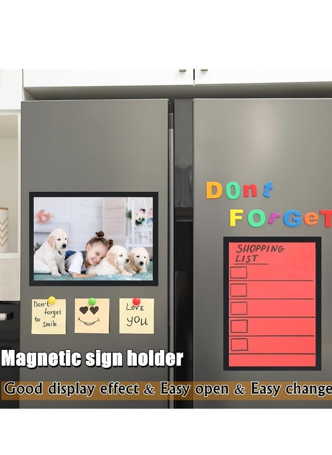 A3 Magnetic Display Frame, Self Adhesive Paper Holder, for Ad Display, Storage Photos, Notices, Documents Photo Frame Alternatives (5Pack, Black)