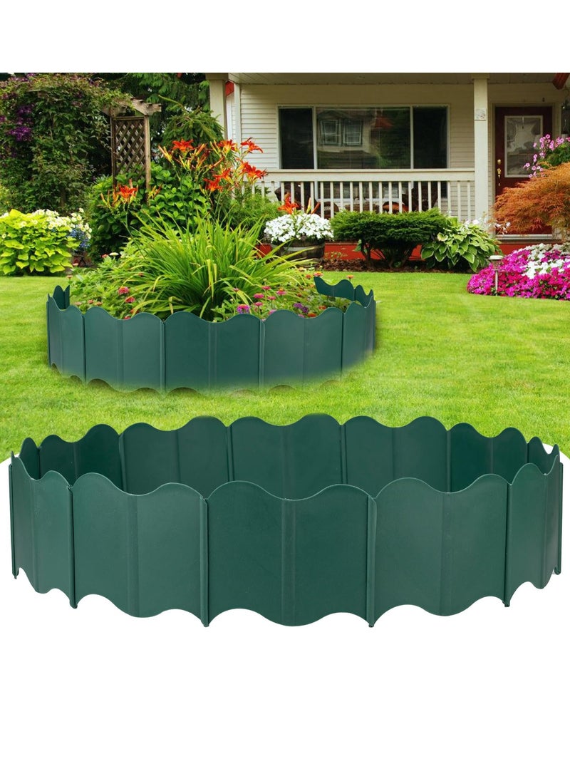 20Pcs Garden Edging Border Kit 10FT Fence Edgings Landscape Border No Dig Landscape Edging Decorative Interlocking for DIY  for Landscaping Lawn Flower Beds Grass Yard Walkway Green