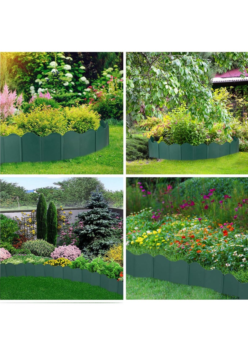 20Pcs Garden Edging Border Kit 10FT Fence Edgings Landscape Border No Dig Landscape Edging Decorative Interlocking for DIY  for Landscaping Lawn Flower Beds Grass Yard Walkway Green