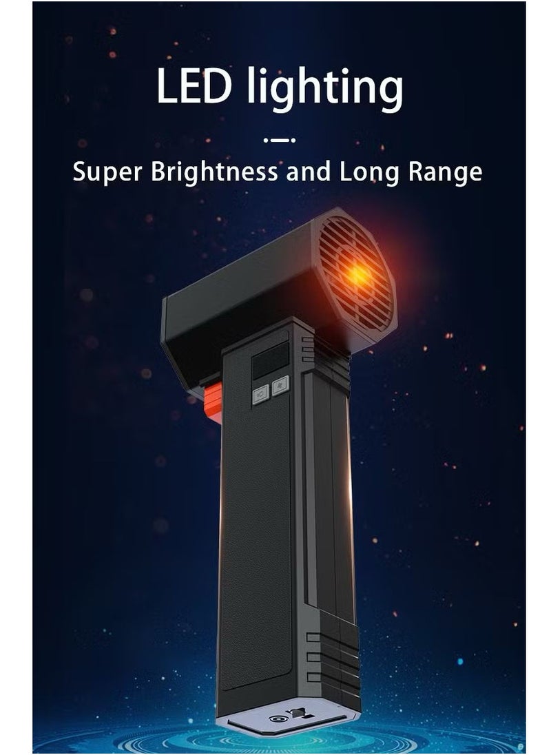 Booster Turbo Jet Fan with LED Light – 3 Speed Levels, Multi-Functional Portable Fan for Desk, Table, Wall, Standing Use – Powerful Air Blower, Rechargeable Electric Fan – Model TF64.
