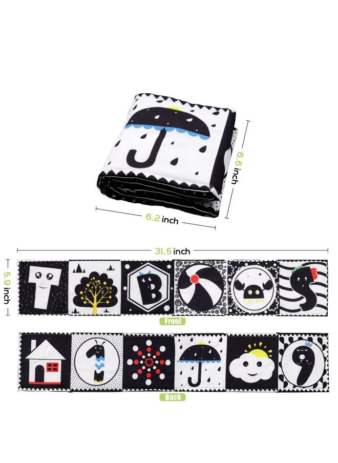 Baby Early Education Cloth Book, Black and White High-Contrast Baby Sensory Toys 0-6 Months Boy / Girl's Torn Three-dimensional Book Bed Surround Sound Cloth Book