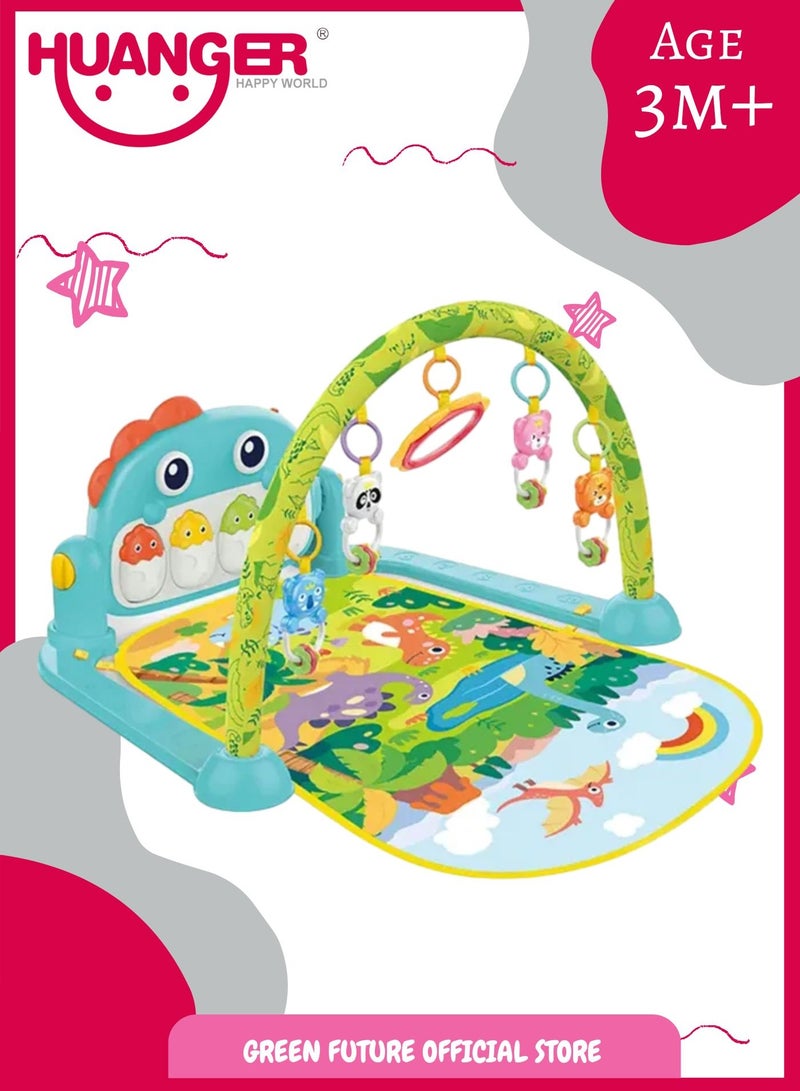 Baby Piano Playmat with Music for Newborns and Infants Promotes Sensory Development Safe and Soft Playmat-Blue