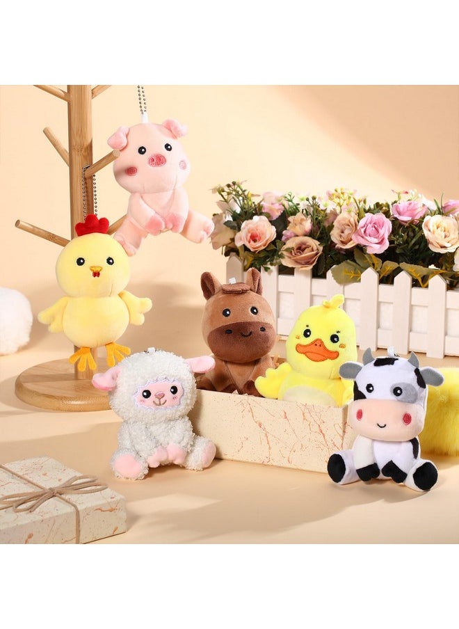 Aoriher 6 Pcs Mini Plush Farm Animals Bulk 4 Inch Cute Stuffed Farm Animals Plush Horse Cow Pig Sheep Duck Chick for Baby Shower Birthday Gift Farm Animal Themed Party Prizes Xmas Stocking Stuffers