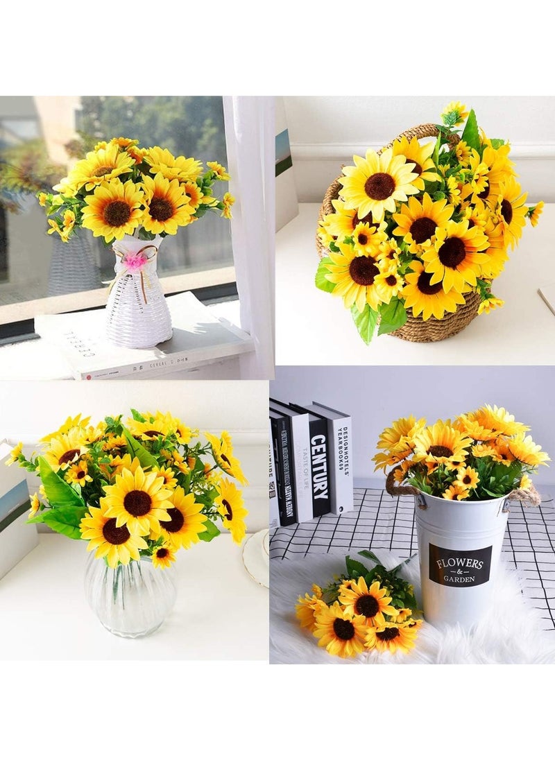 Artificial Flowers Silk Fake Faux Fall Yellow Bulk Flowers for Home Decorations Wedding Table Party Garden Decor