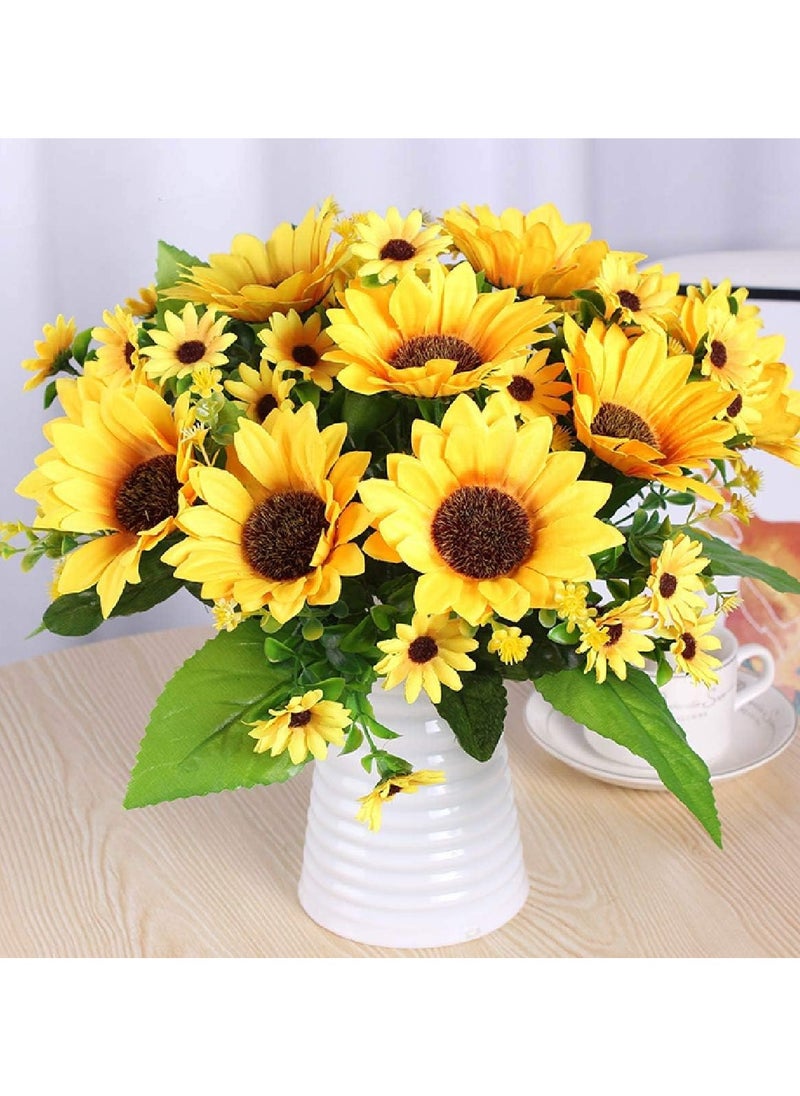 Artificial Flowers Silk Fake Faux Fall Yellow Bulk Flowers for Home Decorations Wedding Table Party Garden Decor