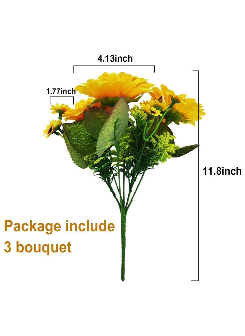 Artificial Flowers Silk Fake Faux Fall Yellow Bulk Flowers for Home Decorations Wedding Table Party Garden Decor