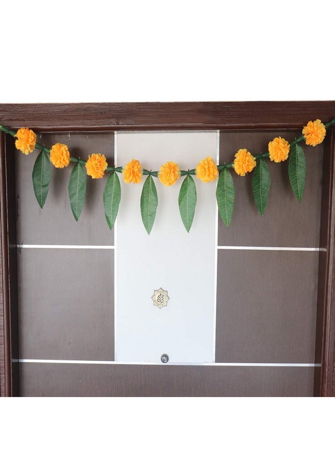 S2S® Toran Fabric Reusable Flowers Hanging Garlands with Mango Leaf (Yellow with Leaf) Piece of1