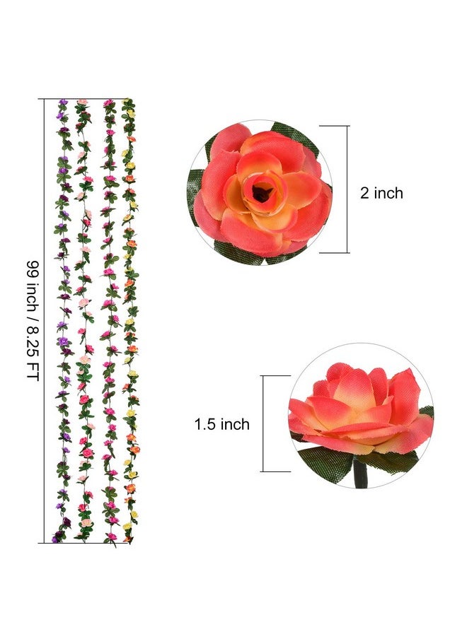 DearHouse 4 Pack Fake Rose Vine Flowers Plants Artificial Flower Hanging Rose Ivy Home Hotel Office Wedding Party Garden Craft Art Dcor (Multicolor)