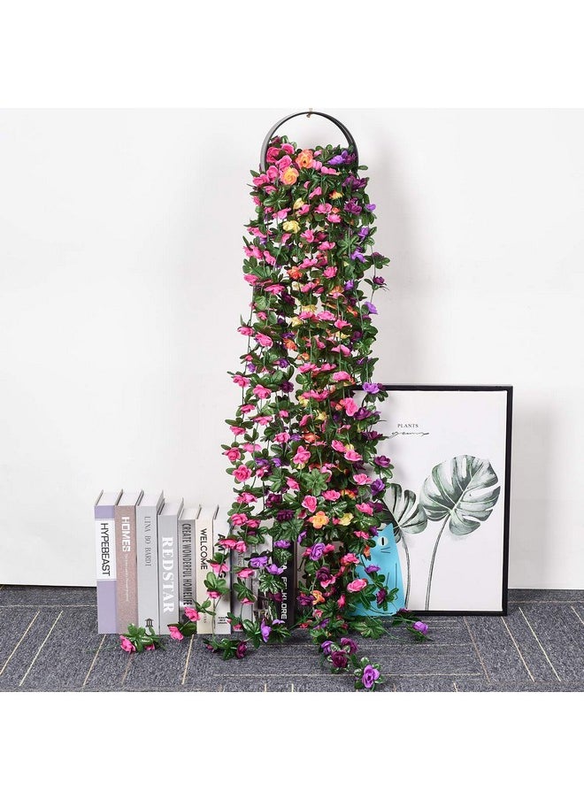 DearHouse 4 Pack Fake Rose Vine Flowers Plants Artificial Flower Hanging Rose Ivy Home Hotel Office Wedding Party Garden Craft Art Dcor (Multicolor)