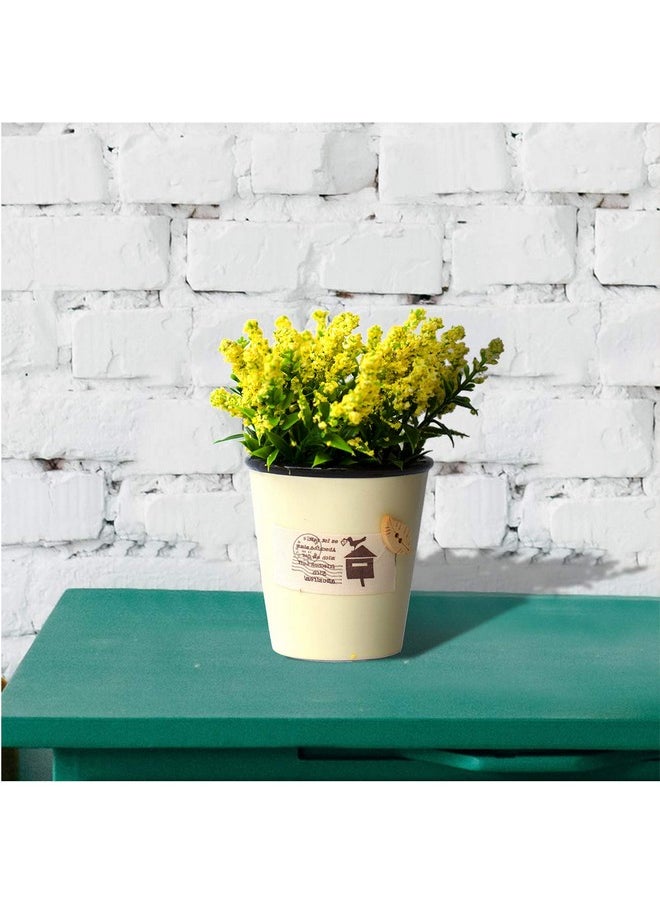 Art Street Artificial Flowers/Plants/Lilac Yellow Flower in Ceramic Pot/Planter for Home, Garden Decor Decoration Gift Gifting - Yellow