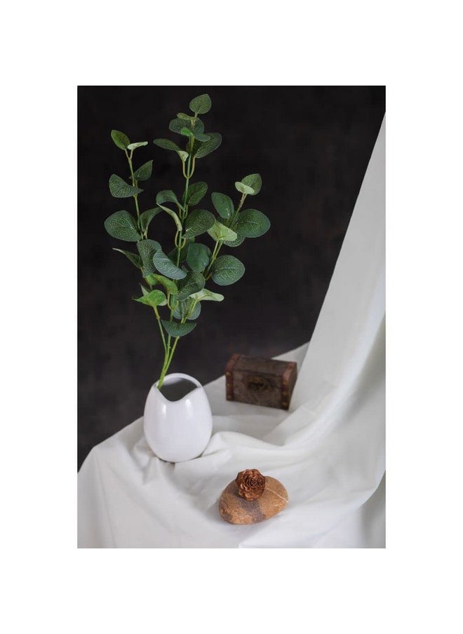 SATYAM KRAFT 1 Pcs Artificial Flower Eucalyptus Gingko Leaves Fake Flowers Bunch Decorative Items for Christmas,Valentine,Gifting,Home,Room,Office, Balcony,(Without Vase) (Green) (Fabric)