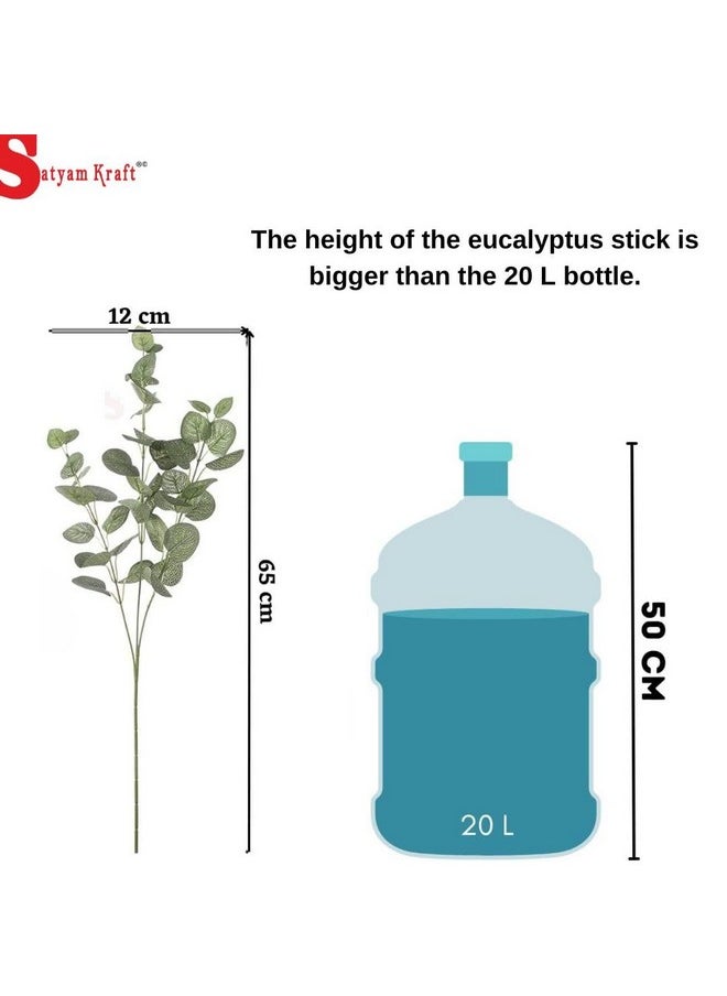 SATYAM KRAFT 1 Pcs Artificial Flower Eucalyptus Gingko Leaves Fake Flowers Bunch Decorative Items for Christmas,Valentine,Gifting,Home,Room,Office, Balcony,(Without Vase) (Green) (Fabric)