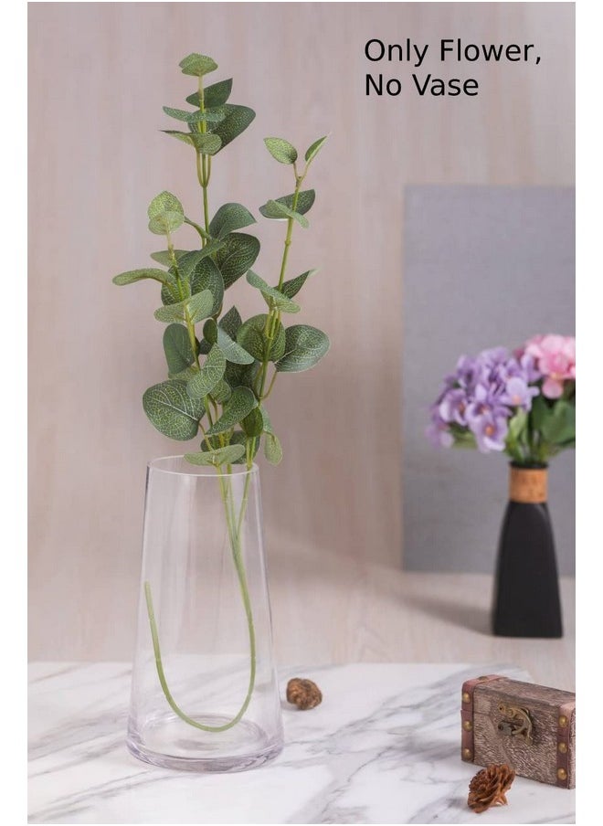 SATYAM KRAFT 1 Pcs Artificial Flower Eucalyptus Gingko Leaves Fake Flowers Bunch Decorative Items for Christmas,Valentine,Gifting,Home,Room,Office, Balcony,(Without Vase) (Green) (Fabric)