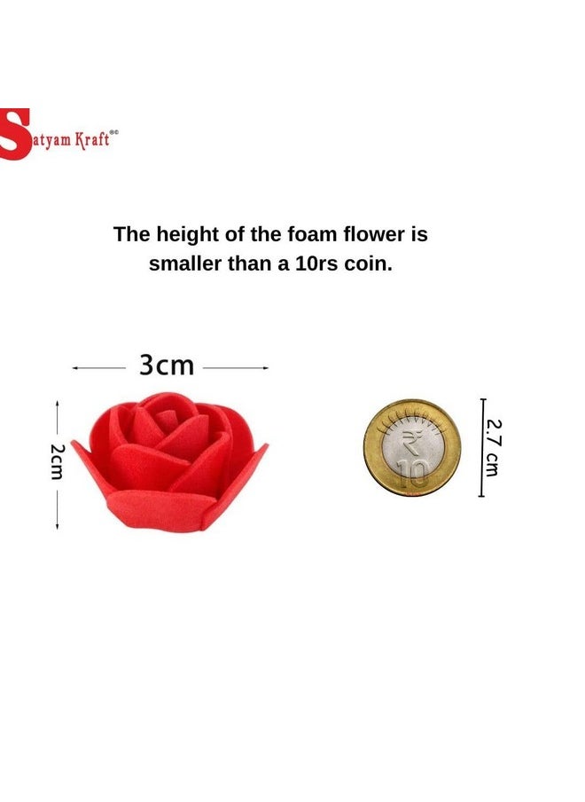 SATYAM KRAFT 100 Pcs Artificial Foam Rose Flowers Fake Foam Red Rose Water Floating Flowers,Christmas, Pooja Thali,Festival and Events,Valentine,Home,Table,Bedroom,Pooja Room&DIY Craft (Red)(Multi)