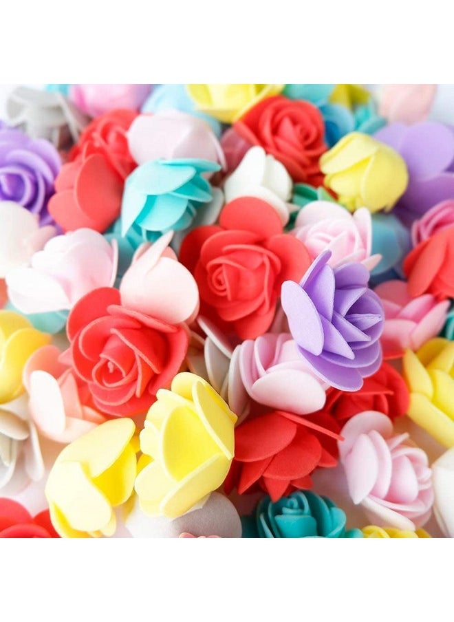 SATYAM KRAFT 100 Pcs Artificial Foam Rose Flowers Fake Foam Red Rose Water Floating Flowers,Christmas, Pooja Thali,Festival and Events,Valentine,Home,Table,Bedroom,Pooja Room&DIY Craft (Red)(Multi)