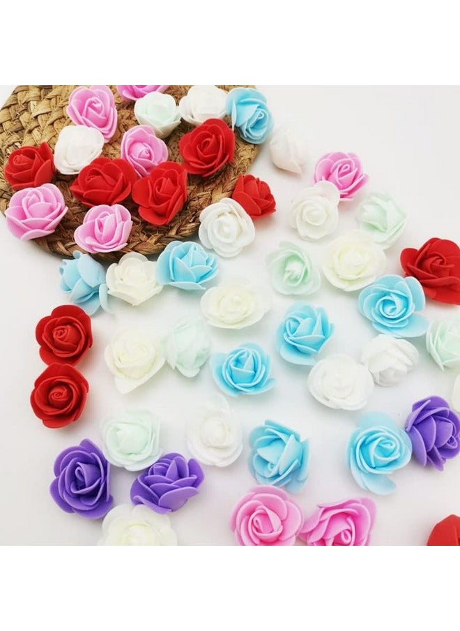 SATYAM KRAFT 100 Pcs Artificial Foam Rose Flowers Fake Foam Red Rose Water Floating Flowers,Christmas, Pooja Thali,Festival and Events,Valentine,Home,Table,Bedroom,Pooja Room&DIY Craft (Red)(Multi)