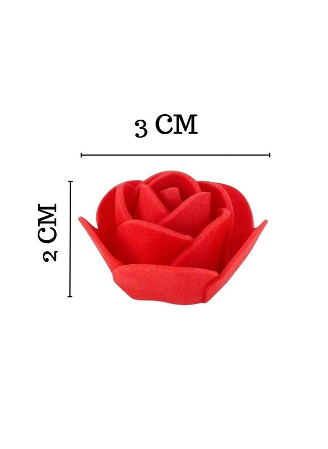 SATYAM KRAFT 100 Pcs Artificial Foam Rose Flowers Fake Foam Red Rose Water Floating Flowers,Christmas, Pooja Thali,Festival and Events,Valentine,Home,Table,Bedroom,Pooja Room&DIY Craft (Red)(Multi)