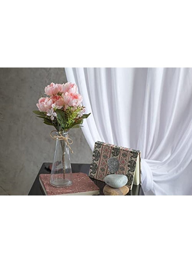SATYAM KRAFT 1 Pcs Artificial Rose Peony Flower Fake Flowers Bunch for Decorative Items for Home, Room, Living Room Table Decoration, Christmas(Light Pink)(Without Vase Pot)