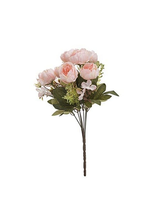 SATYAM KRAFT 1 Pcs Artificial Rose Peony Flower Fake Flowers Bunch for Decorative Items for Home, Room, Living Room Table Decoration, Christmas(Light Pink)(Without Vase Pot)
