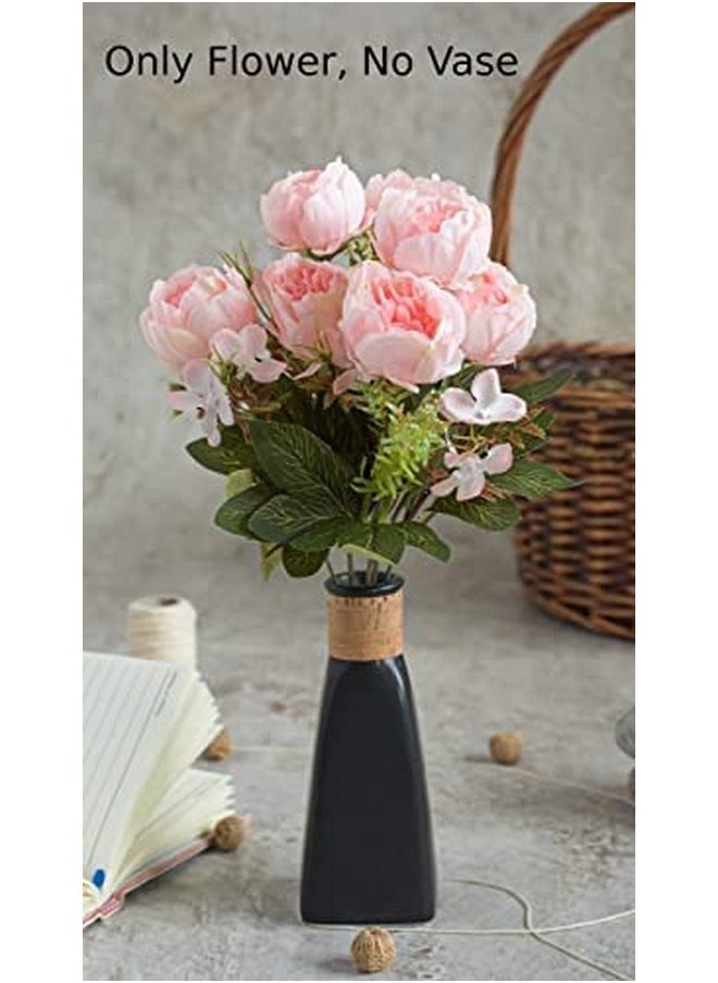 SATYAM KRAFT 1 Pcs Artificial Rose Peony Flower Fake Flowers Bunch for Decorative Items for Home, Room, Living Room Table Decoration, Christmas(Light Pink)(Without Vase Pot)