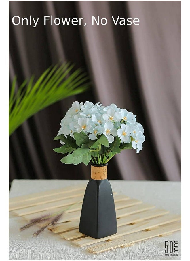 SATYAM KRAFT 2 Pcs Artificial Hydrangea Fake Flowers Sticks Bunch Decorative Items for Home, Room, Living Room Table, Diwali Decoration(Without Vase Pot) (Light Blue, Pack of 2)