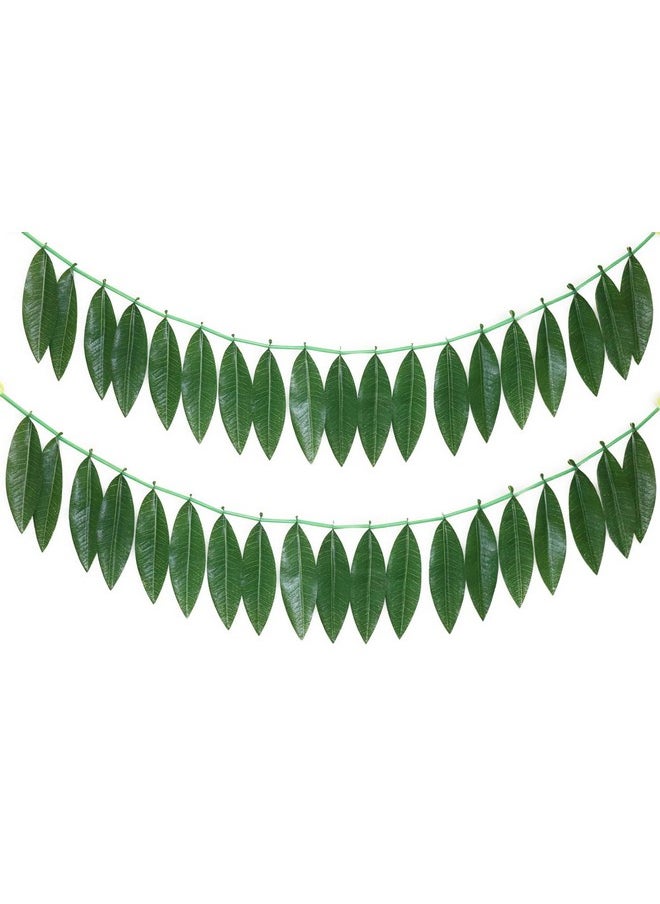 S2S® toran Fabric Reusable Mango Leaf Hanging Green for Decoration | Pack of 2 | Length - 60 Inch