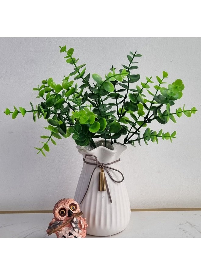 Art Street Artificial Green Faux Eucalyptus Branches Stems Fake Leaf Stem Fall Plants for Indoor Home & Office Decoration (Size: 14 Inch) - Set of 1