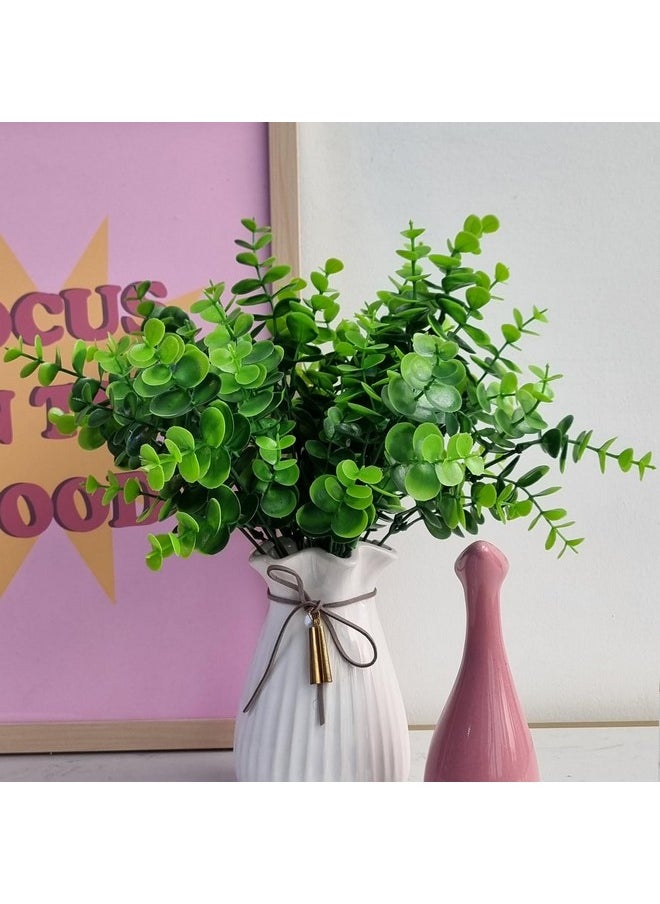 Art Street Artificial Green Faux Eucalyptus Branches Stems Fake Leaf Stem Fall Plants for Indoor Home & Office Decoration (Size: 14 Inch) - Set of 1