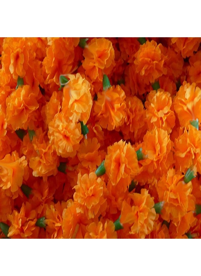S2S Ganpati Decoration Fabric Artificial Flowers Wall Decoration (Orange) - 10 Pieces