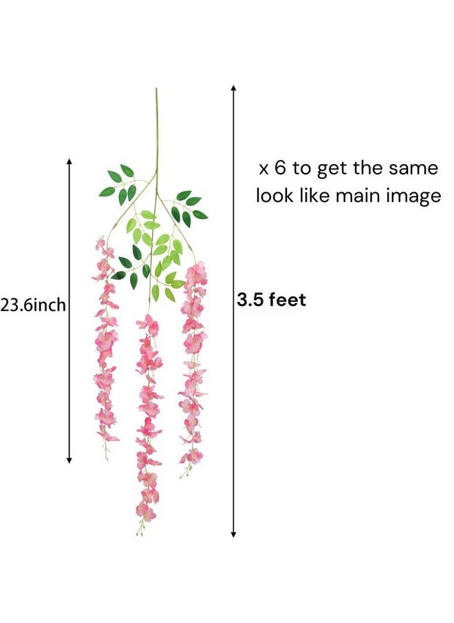 SATYAM KRAFT 6 Pcs (43.2 inch) Artificial Wisteria Vine Ratta Fake Wisteria Hanging Garland Silk Long Hanging Bush Flowers String for Home Decor,Christmas, Wedding, Marriage Decoration (Multicolor)