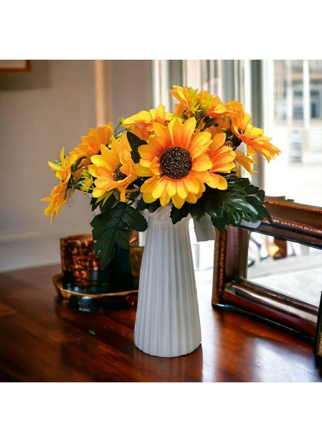 Art Street Sunflower Artificial Flowers Bunches with Long Stem Set of 2, Plastic Flower Sticks for Indoor Home, Bedroom, Living Room