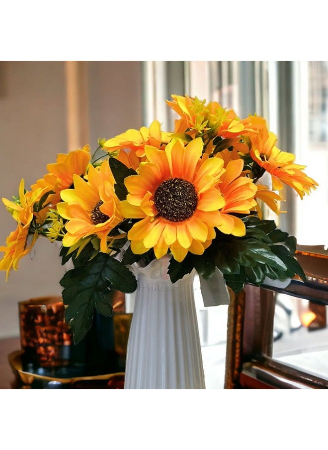 Art Street Sunflower Artificial Flowers Bunches with Long Stem Set of 2, Plastic Flower Sticks for Indoor Home, Bedroom, Living Room