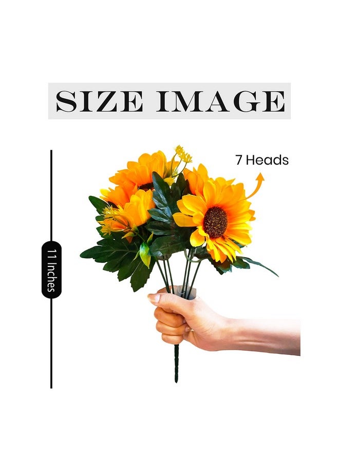 Art Street Sunflower Artificial Flowers Bunches with Long Stem Set of 2, Plastic Flower Sticks for Indoor Home, Bedroom, Living Room