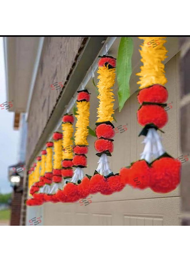 S2S Artificial Gajra Jasmine Marigold Flower Strings Wedding Decorations,Event Decor. Perfect for Diwali,Ganpati & Pooja/Temple/Mandir Decoration (Pack of 5) (Height - 24 Inch)