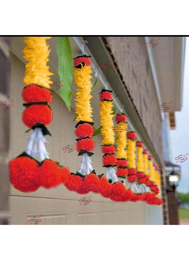 S2S Artificial Gajra Jasmine Marigold Flower Strings Wedding Decorations,Event Decor. Perfect for Diwali,Ganpati & Pooja/Temple/Mandir Decoration (Pack of 5) (Height - 24 Inch)