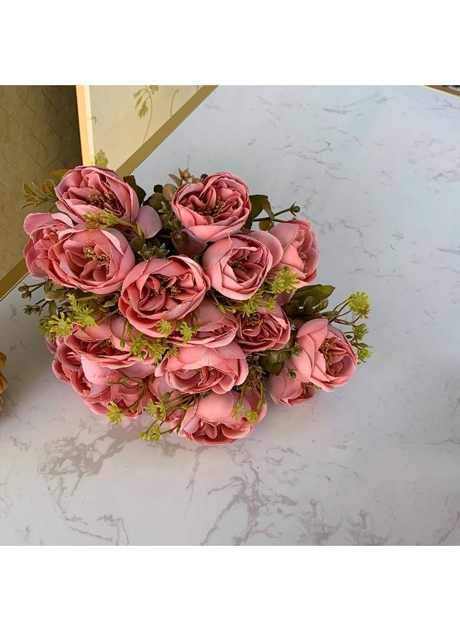 Art Street Artificial Flower Bunch Pink Peony Silk Flower, Real Touch Flowers for Home, Bedroom, Living Room & Office Decoration (Without Vase Pot)