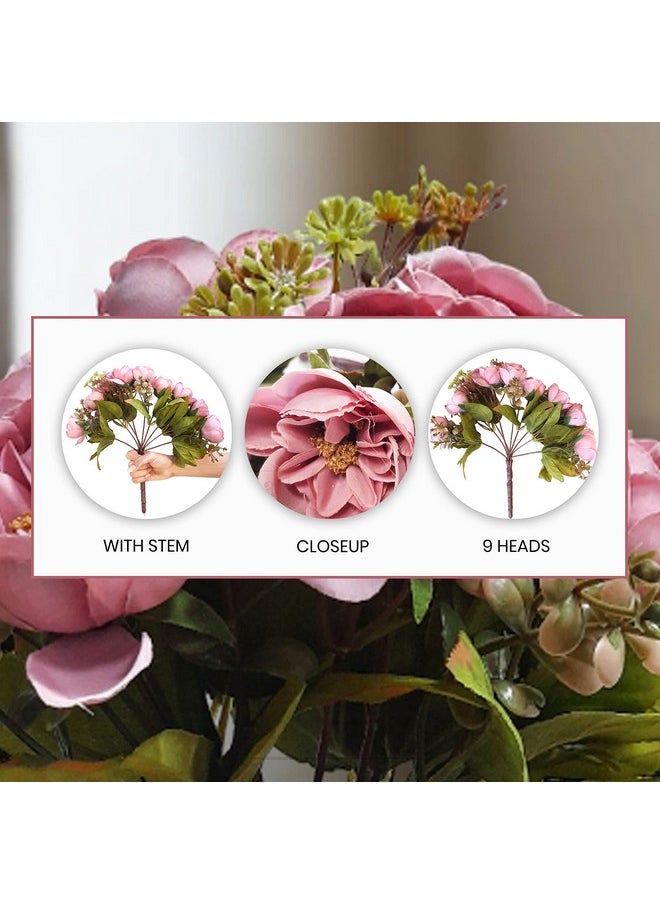 Art Street Artificial Flower Bunch Pink Peony Silk Flower, Real Touch Flowers for Home, Bedroom, Living Room & Office Decoration (Without Vase Pot)