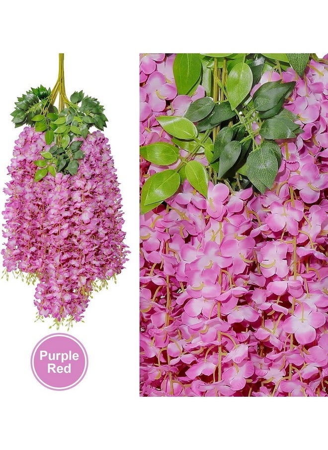 SWADESI STUFF 6 Pack (43.2 FT) Artificial Wisteria Vine Ratta Fake Wisteria Hanging Garland Silk Long Hanging Bush Flowers String Home Party Wedding Decor (Pink White Purple)