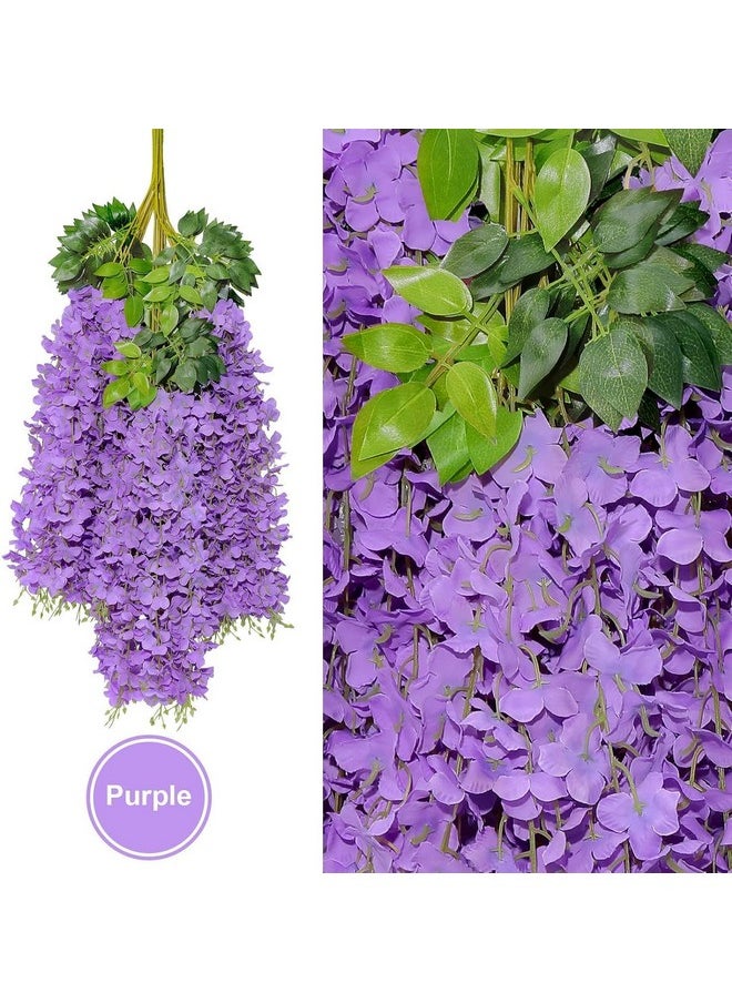 SWADESI STUFF 6 Pack (43.2 FT) Artificial Wisteria Vine Ratta Fake Wisteria Hanging Garland Silk Long Hanging Bush Flowers String Home Party Wedding Decor (Pink White Purple)