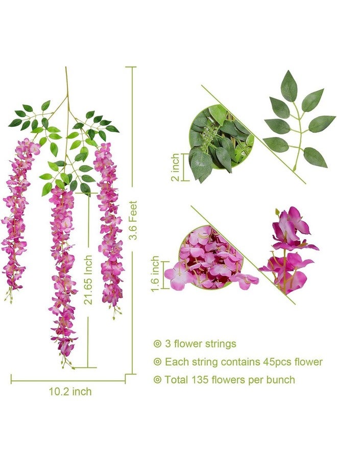 SWADESI STUFF 6 Pack (43.2 FT) Artificial Wisteria Vine Ratta Fake Wisteria Hanging Garland Silk Long Hanging Bush Flowers String Home Party Wedding Decor (Pink White Purple)