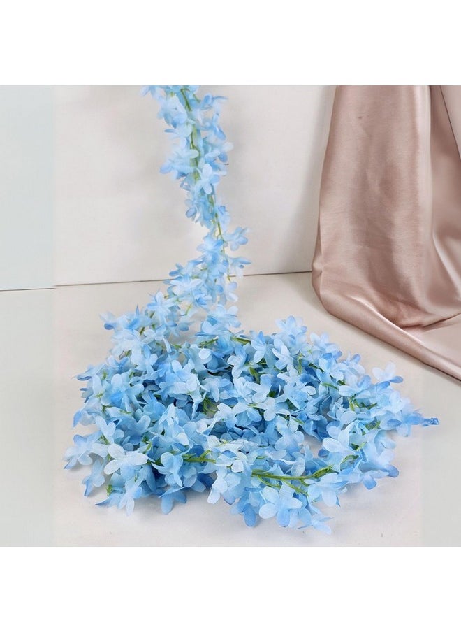 SATYAM KRAFT 2 Lines Artificial Ixora Flower Garlands, Wall Hanging Decorative String Lines Items for Anniversary,Christmas,Decoration, Home Decor,Valentine(Blue) (Pack of 2)