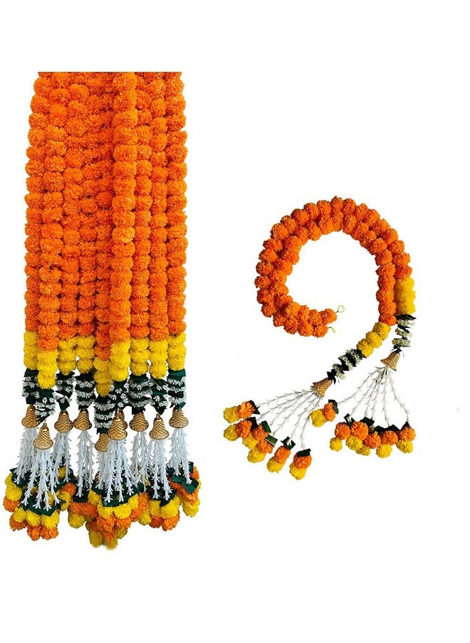 S2S Marigold Garland for Decoration Artificial Marigold Flowers Decorations Indian Décor for Pooja, Wedding, Events, Diwali, Decor (Orange) (Pack of 2 PCS) (Height - 72 Inch)