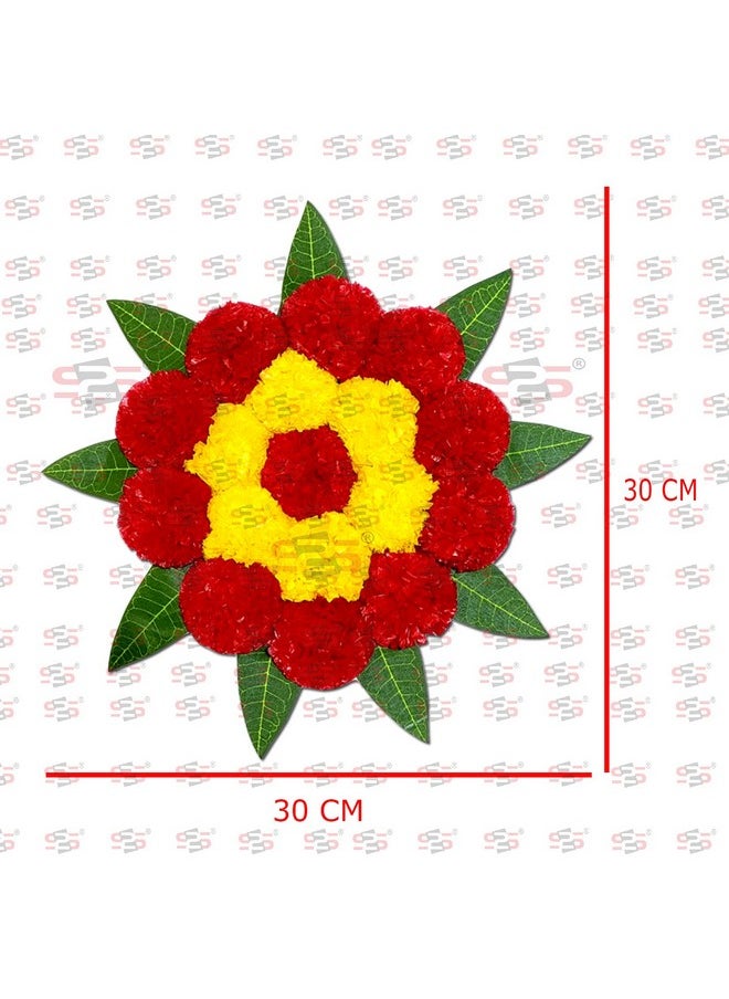 S2S Mango Leaves And Flowers Decoration At Home | Easy Simple Backdrop Red Yellow Flowers Pack Of 4 Pcs, 50 Cm