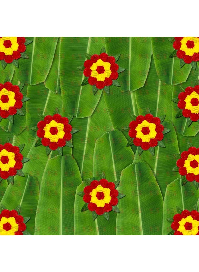 S2S Mango Leaves And Flowers Decoration At Home | Easy Simple Backdrop Red Yellow Flowers Pack Of 4 Pcs, 50 Cm