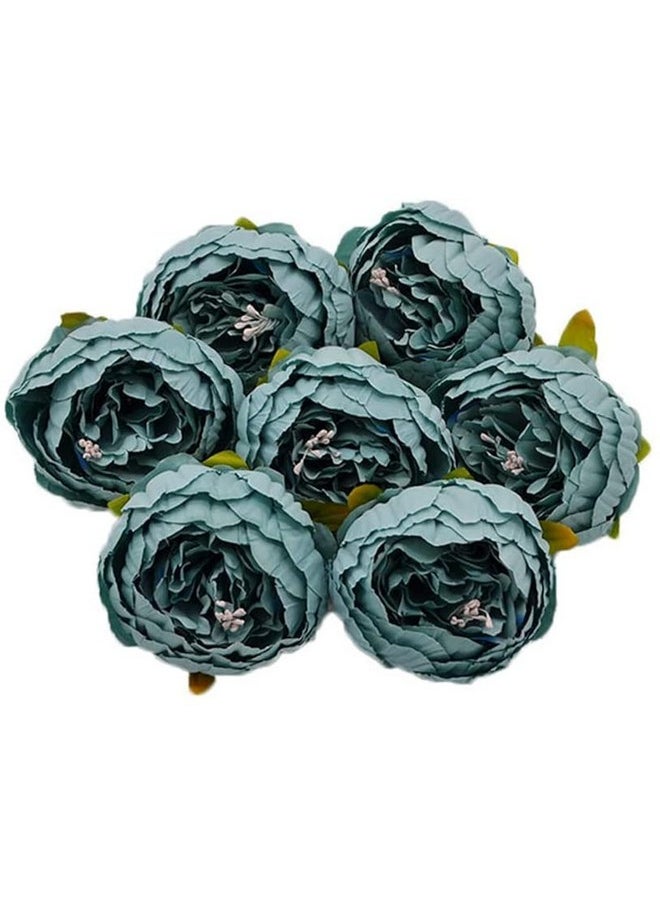 SATYAM KRAFT 6 Pcs Artificial Fake Fabric Rose Head Flowers for Home Decoration, Gift, Christmas,Valentine, Mandir Pooja Table, Cake Decor,Bouquet Making, Backdrop(Blue, 8 cm)