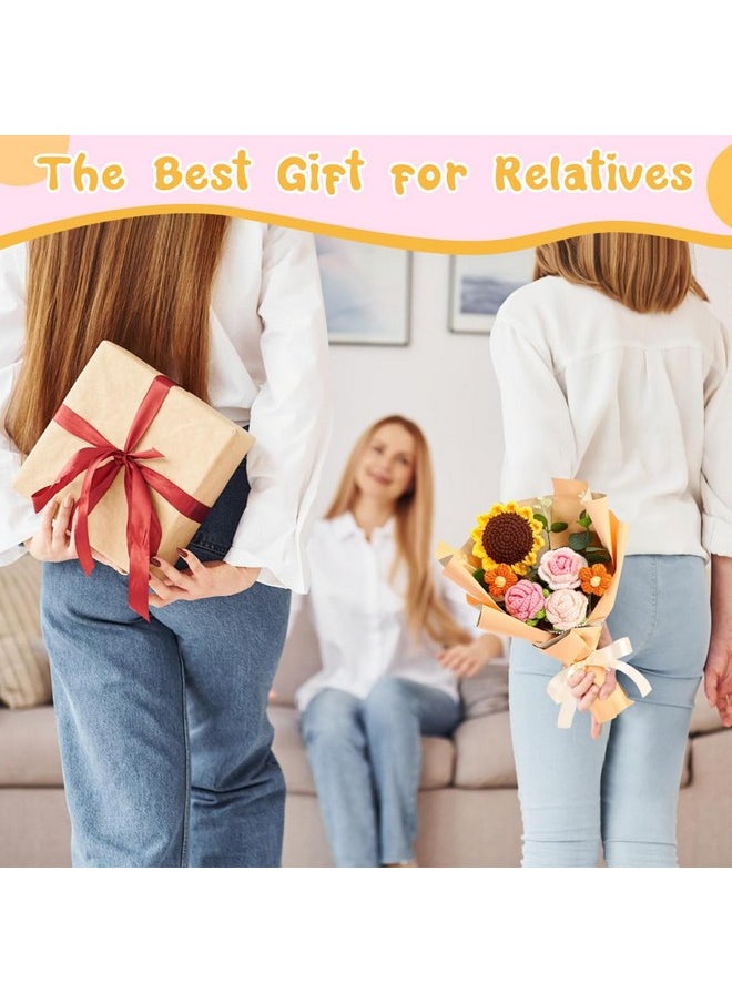 HASTHIP® Handmade Crochet Flowers Bouquet | Sunflowers & Roses | Desk Decoration & Gift | Box Packed | Versatile & Easy Maintenance | Ideal for Indian Women, Mother's Day & Birthdays