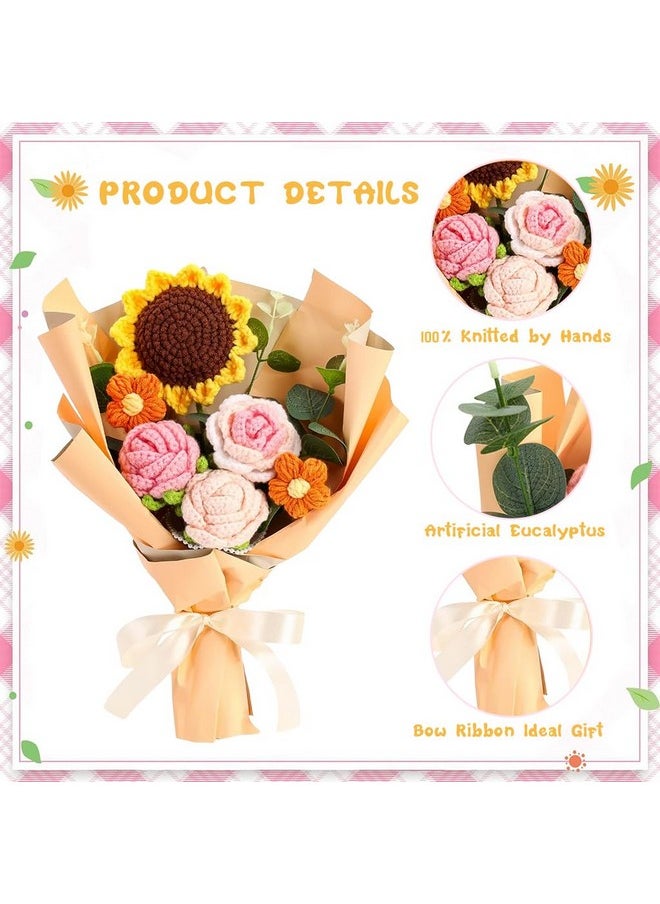 HASTHIP® Handmade Crochet Flowers Bouquet | Sunflowers & Roses | Desk Decoration & Gift | Box Packed | Versatile & Easy Maintenance | Ideal for Indian Women, Mother's Day & Birthdays
