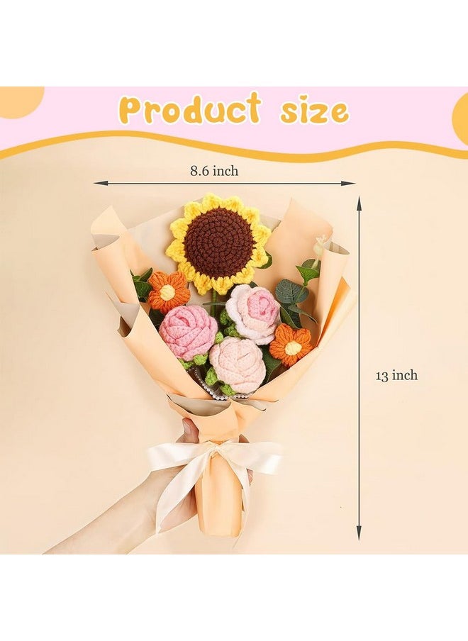 HASTHIP® Handmade Crochet Flowers Bouquet | Sunflowers & Roses | Desk Decoration & Gift | Box Packed | Versatile & Easy Maintenance | Ideal for Indian Women, Mother's Day & Birthdays