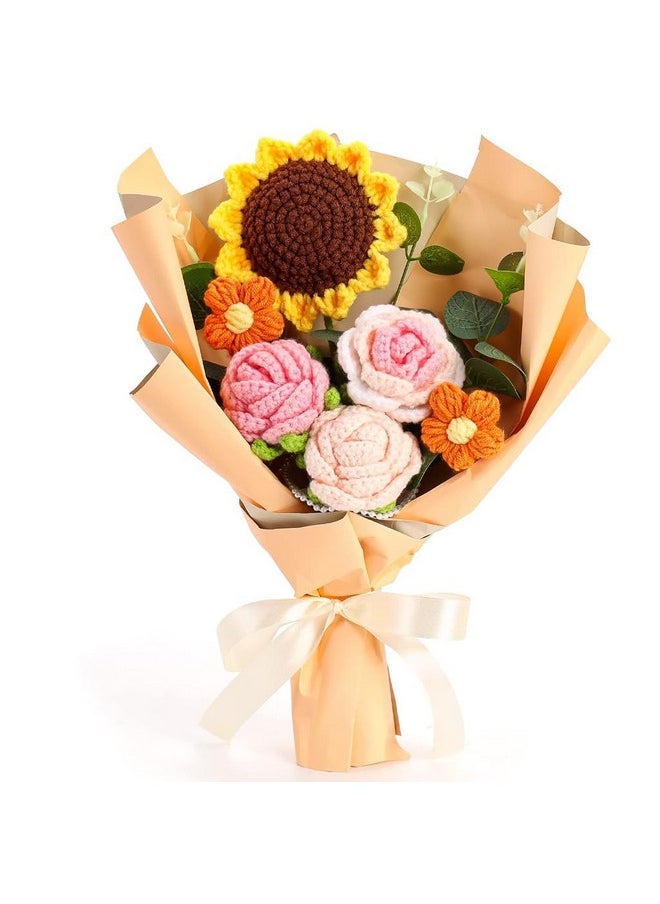 HASTHIP® Handmade Crochet Flowers Bouquet | Sunflowers & Roses | Desk Decoration & Gift | Box Packed | Versatile & Easy Maintenance | Ideal for Indian Women, Mother's Day & Birthdays